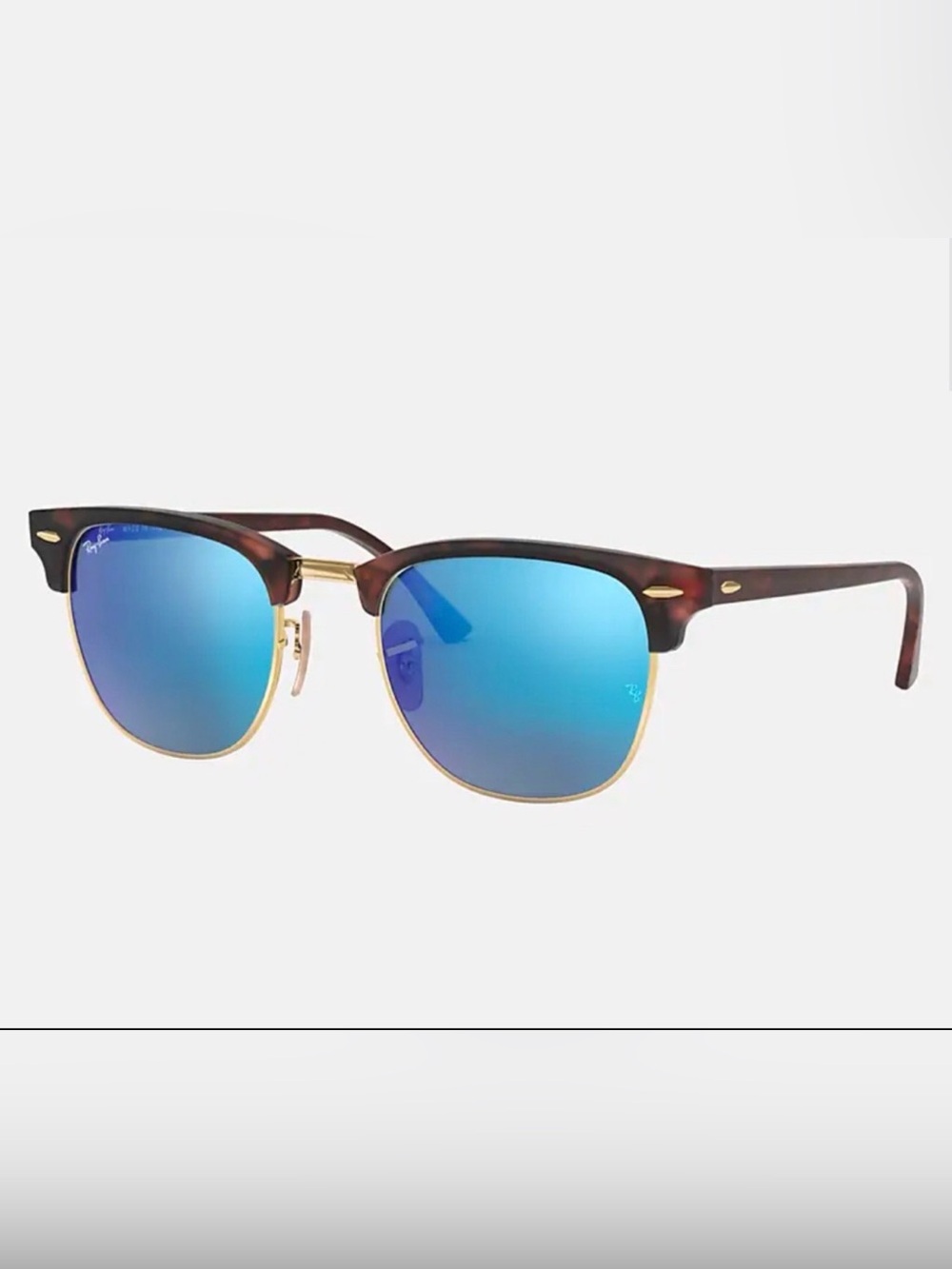 Ray-Ban Brown Frame Blue Mirror Lenses Clubmaster Sunglasses
